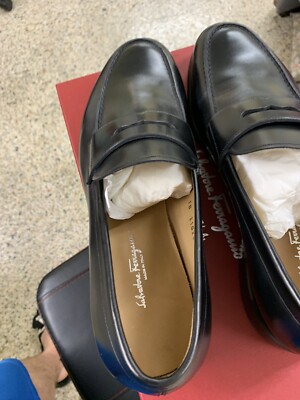 Ferragamo TRAMEZZA Penny Loafers Men Black Leather Dress  display picture 3