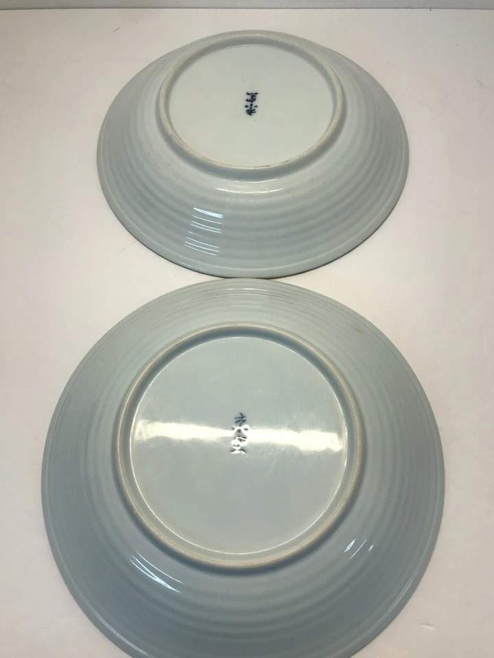 Set Of 2 Bowls Blue Flowers Green Leafs & Polka Dots Chintz Japan Porcelain - Image 3 of 4