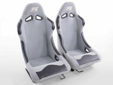 Coppia sedili sportivi auto avvolgenti Set Basic tessuto grigio con binari 