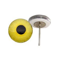 Pair Light Yellow Owl Glass Eyes On Wire Pin Posts