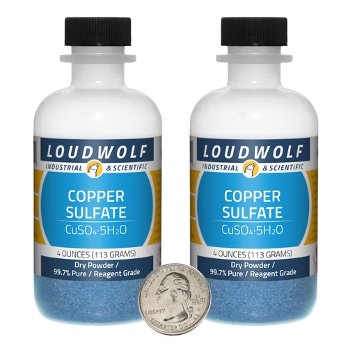 Copper Sulfate / 8 Ounces / 2 Bottles / 99.7% Pure Reagent Grade / Dry Powder