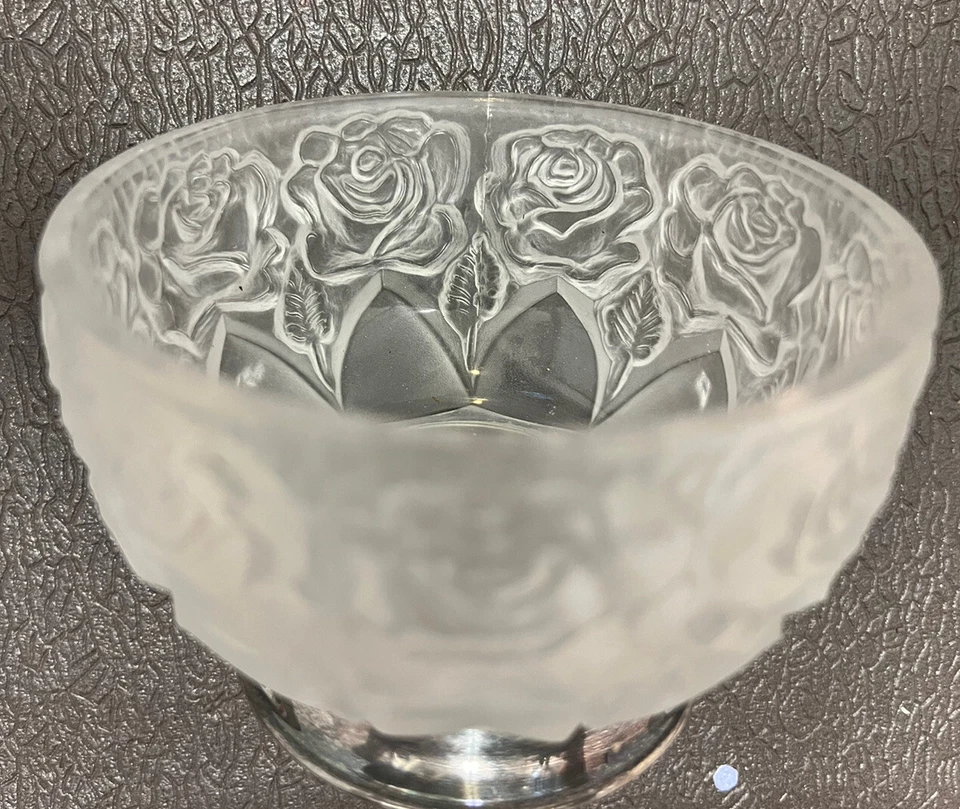 Cuenco esmerilado rosa cristal de colección 24 % plomo marcado: placa de plata William Adams Italia Foto 4 de 4