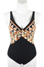 Charmline Badeanzug Größe 38 B Bademode Schwarz Braun Beige Schwimmanzug Sommer