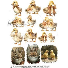 Chicks & Bunnies | A4 Rice Paper | Paper for Decoupage | AB Studios