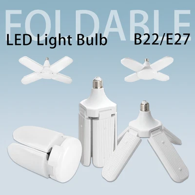 Foldable Garage Light Bulb E27 B22 Deformable LED 48W 60W 6000K Easy to Install - image 1 of 4