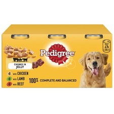24 x 385g Pedigree Adult Wet Dog Food Tins Mixed Selection in Jelly Dog Can 4.31 per kilo