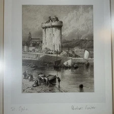 Vintage  Myles Birket Foster  ETCHING Print St.Malo Framed As-is
