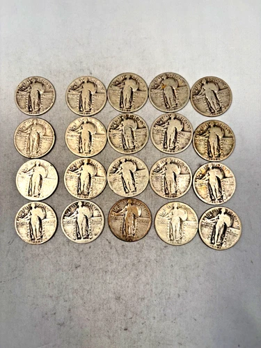 20  CIRCULATED 90% SILVER STANDING LIBERTY QUARTERS 1/2 ROLL