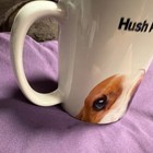 Hush Puppies Advertising Mug White with Brown & Black Dog Face Graphic — photo 2