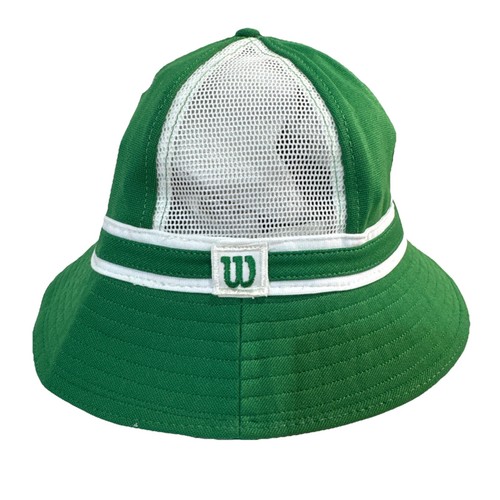 Vintage United Hatters Cap & Millinery Wilson Large Bucket Hat Green/White Logo
