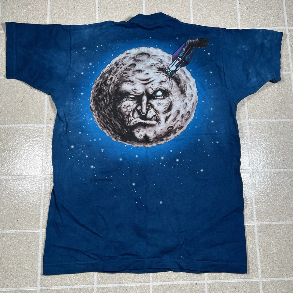 Camiseta Vintage 1996 Azul Líquido Sol y Luna Estampado XL Enojado Hecha en EE. UU. Foto 3 de 4