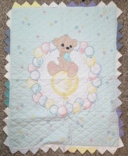 VTG 1991 Classic Precious Moments Baby Blanket Crib Wall Throw Quilt 47"x36"