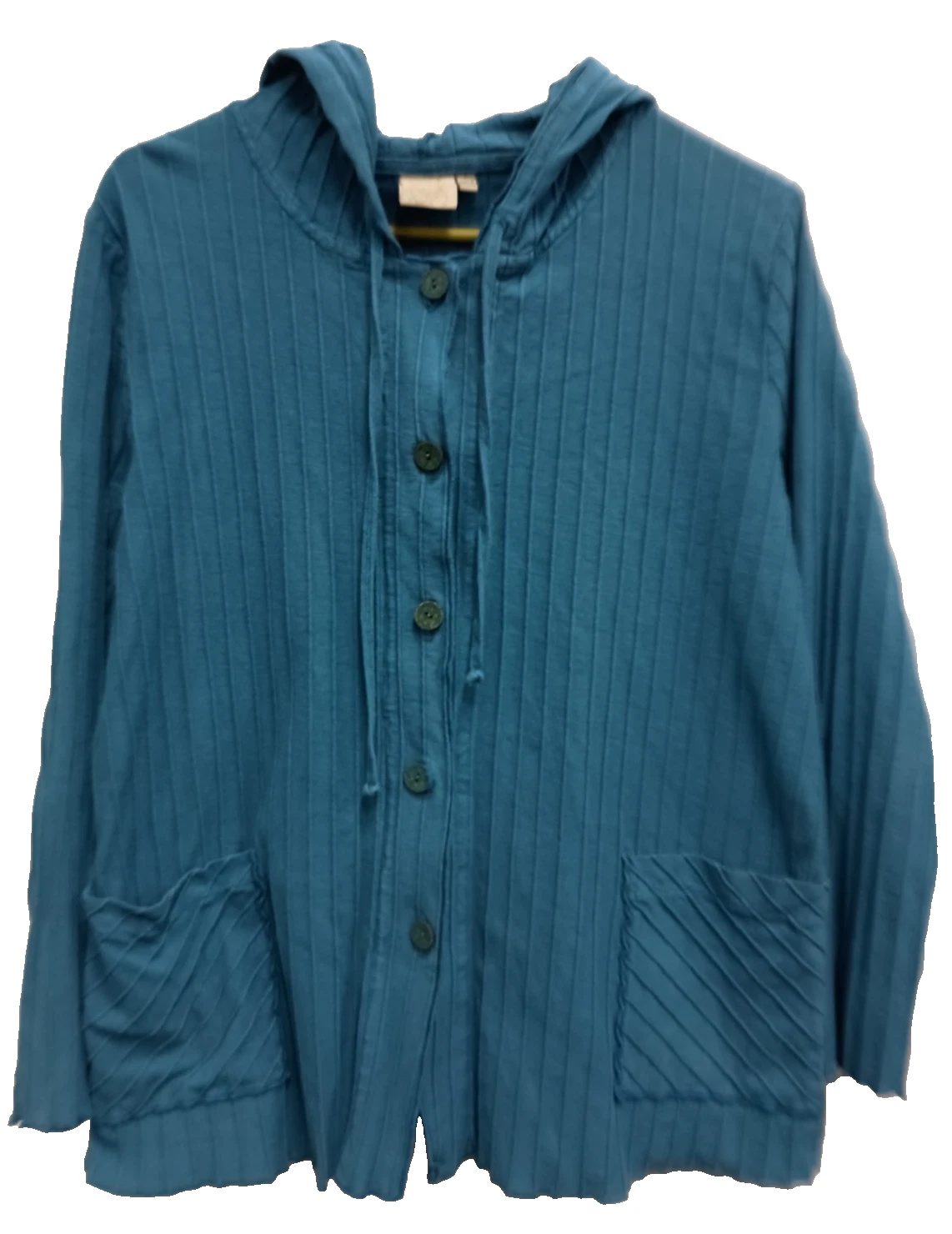 Focus Lagenlook Artsy Hoodie Womens Size Small Blue Ribbed Outdoor Casual