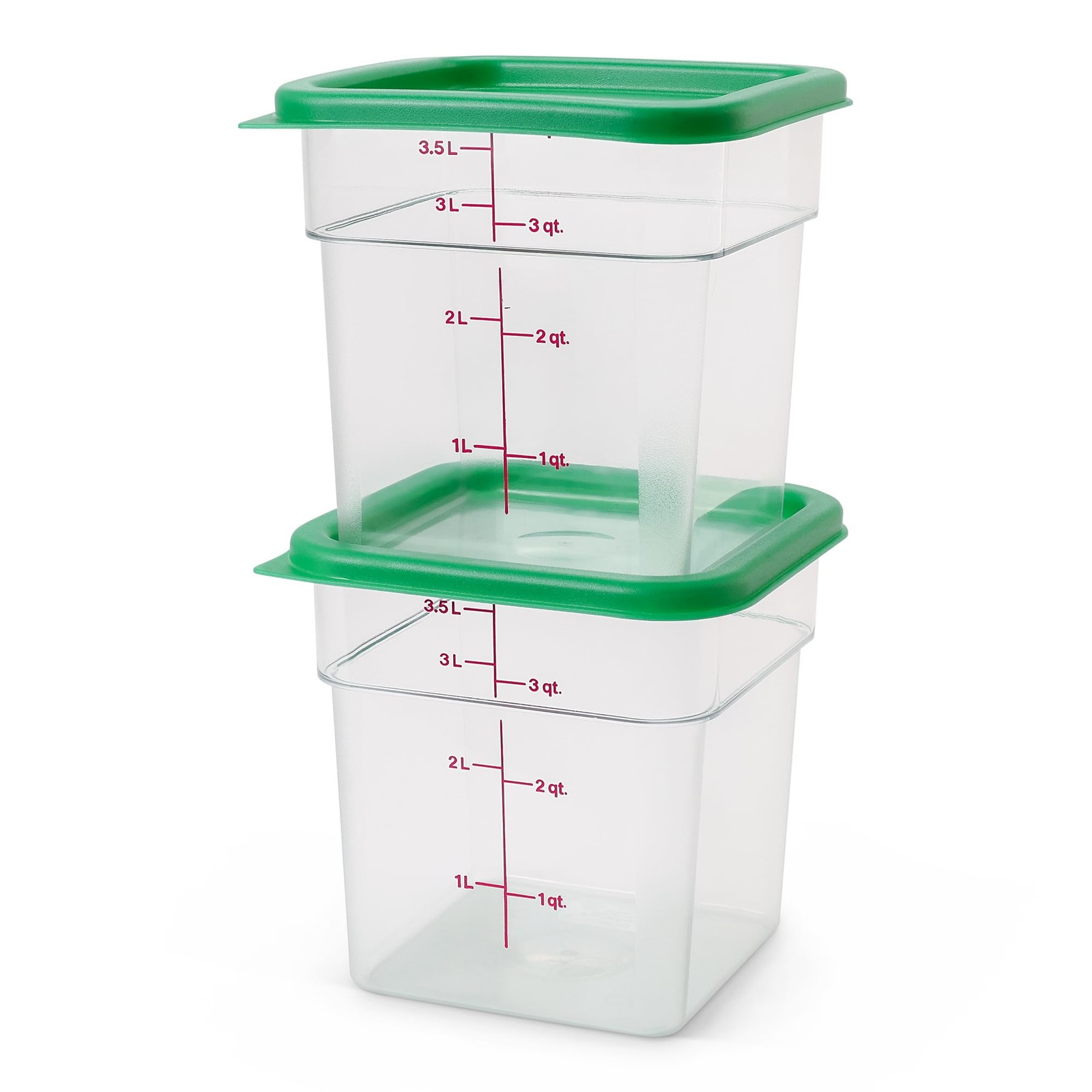 Food Storage Container with Lid (2 Pack) - Classic Series Square with Green L...