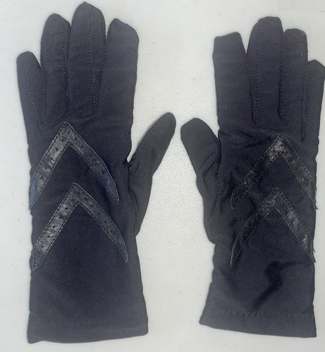 Vintage ARIS Isotoner Women’s X-Large Black Leather Trim Knit Lined Gloves