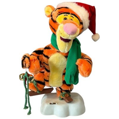 Vintage Telco Disney Pooh Tigger Animated Christmas Motion Skiing Figure Works