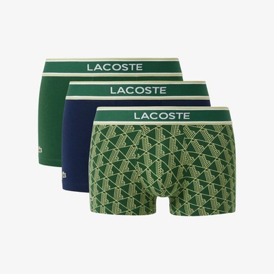 Lacoste Monogram Cotton Stretch Trunks 3er Pack | Baumwolljersey