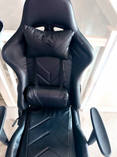 Black Faux Leather High Back Gaming Office Chair Swivel Wheels Height Adjust
