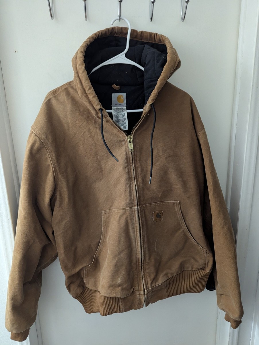 CARHARTT J130 Men's L Large Brown Washed Duck Quilted Lined ACTIVE