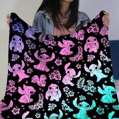 Stitch Fleece Blanket, Alien Cute Emotes Fleece Throw Blanket, Soft Baby Blanket