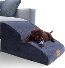 High Density Extended Foam Dog Ramp,Steps 2 Tiers,11.8" High,Non-Slip Dog Stairs