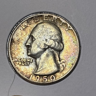 1950-D D/D Washington Quarter DDO Rainbow Tone Lettering In Rim, RPM & More Rare
