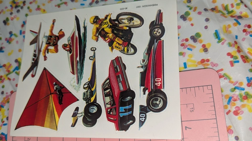 Lote De 3 Hojas Pegatinas Dennison De Colección Vehículos De Emergencia Coches De Carreras Recompensas Foto 4 de 4