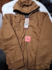 Woolrich Men's Canvas Full Zip Hooded Jacket, Brown, Size M