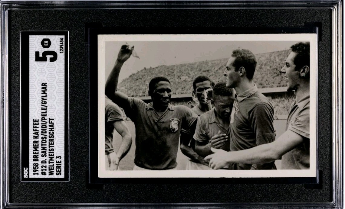 PELE ⚽️  1958 Bremer TEARS OF JOY ⚽️ SGC 5++ -cntd- Pelé's KEY German Rookie