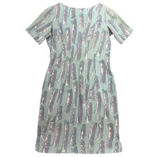 1950s Faiz & Bros Tailors India Abstract Print Short Sleeve Dress VTG Mod MCM