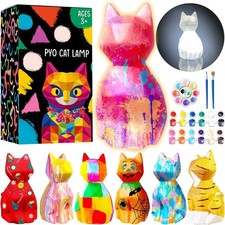 Goodyking DIY Paint Your Own Cat Lamp Kit, Night Light Craft for Kids Ages 3 