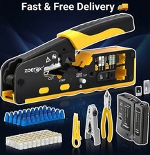 Cat7 RJ45 Crimping Tool, Cat 7 Cat6 Cat5 Pass through Ethernet Crimping Tool Kit