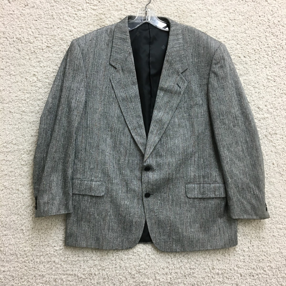 Pierre Balmain Blazer 46 Men Gray Two Button Sports Coat Silk Suit