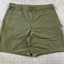 Carhartt Canvas Work Shorts Mens 38 Army Green Original Fit Carpenter B144ARG