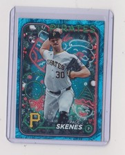 Paul Skenes RC 2024 Topps Holiday Blue Metallic Card #H165 PIRATES