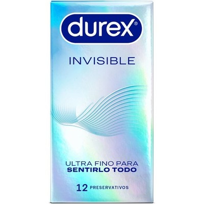 Durex Invisible Ultra Thin Kondome 12 Stück Latex 54mm Naturlatex glatte Form