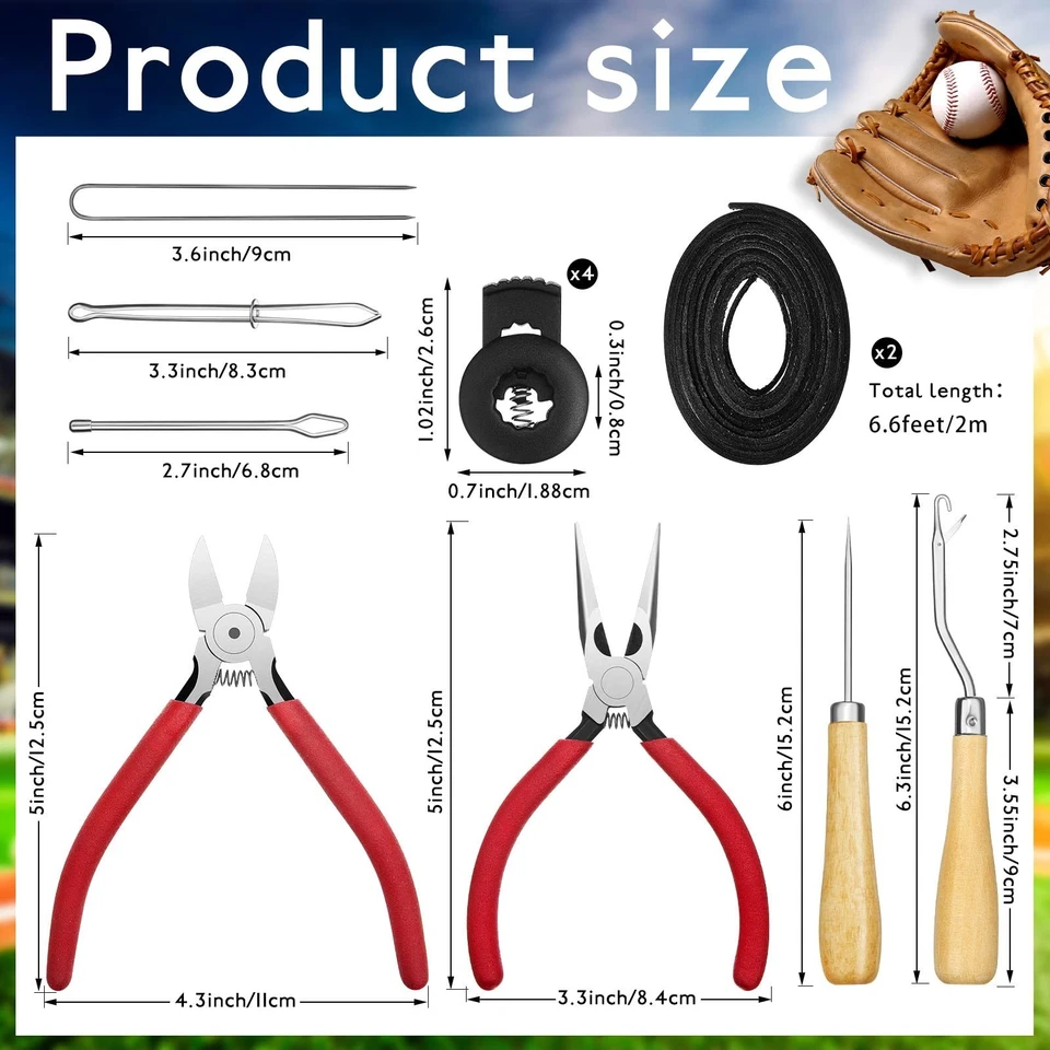 Kit de reemplazo de guantes para guantes de béisbol o softbol kit de cuidado de béisbol incluye 2 unidades Foto 3 de 4