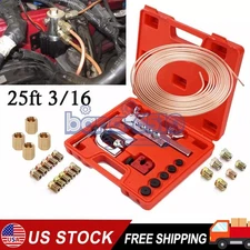 Brake Line Pipe Repair 20 Nuts Fittings Kit 3/16 25ft Copper Pipe Flaring Tools