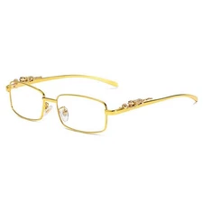 Luxury Leopard Clear Lens Gold Frame Hip Hop Retro Men's Rectangular Glasses