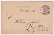 Deut. Reichspost PK 1877 MiNr. P5 I/02 mit Punktl&uuml;cke Postkarte Coeln K&ouml;ln