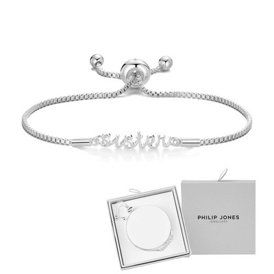 Silver Plated Sister Bracelet Created with Zircondia  Crystals with Gift Box