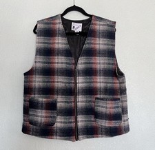 Vintage Goouch Mens Large Plaid Vest Wool Blend