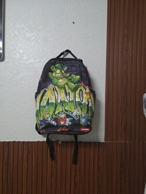 Sprayground Money Bear Graffiti DLXR backpack featuring a character holding cash