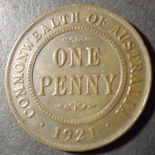 AUSTRALIA 1 PENNY DATED 1921. NICE COIN