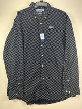 NWT Chaps Mens XL Shirt Long Sleeve Easy Care Navy Blue White Geometric Diamond