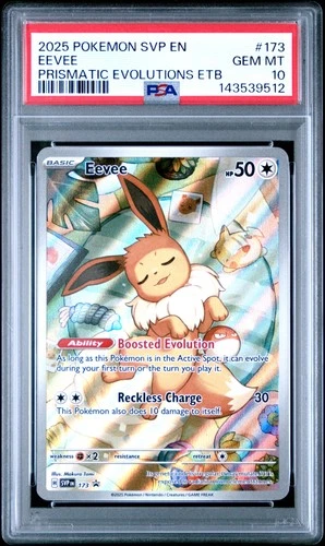 2025 POKEMON PRISMATIC EVOLUTIONS ELITE TRAINER BOX PROMO #173 EEVEE PSA 10