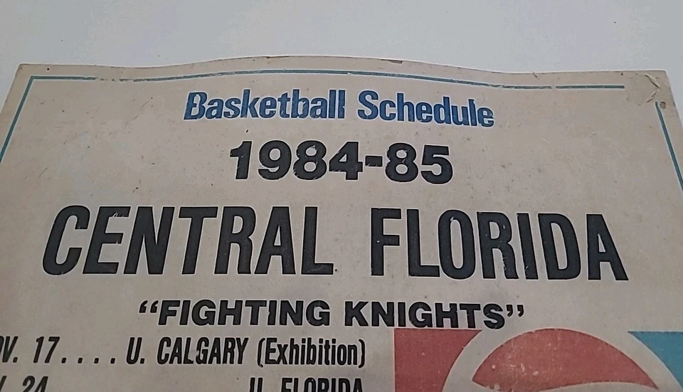 Póster Pepsi vintage 1984-1985 calendario de baloncesto universitario Florida Central leer⬇ Foto 4 de 4