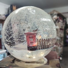 20cm Battery Operated LED Crackle Effect Ball Christmas Decoration with Postbox