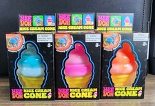 NeeDoh Nice Cream Cone SET OF 3 Ice Cream Cone Toy Pink, Orange and Blue NEW