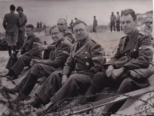 Original Press Photo WW2 German Labour Battalion Officers captured Normandy 1944